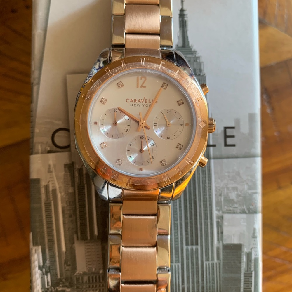 Caravelle two toned stainless steel watch